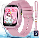 Kids Smart Watch Gift for Girls Ages 3-12, IP67 Waterproof, 32 Puzzle Games, HD Touchscreen Dual Camera Vedio Pedometer Music Player, Kids Watch Toy Birthday Gifts for Girls Ages 5 6 7 8 9 10 (Pink) by TinyTreasures Baby Boutique