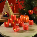JOSU 24PCS Tea Lights Flameless Candles, Realistic Votive Tealight, Battery Operated Candles with Warm Light for Confession Propose Marriage Wedding Halloween Christmas Home Dinner Party Decor (Red) by GreenHaven Gardens