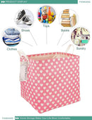 FANKANG Square Nursery Hamper Storage Bins Canvas Laundry Basket Foldable with Waterproof PE Coating Storage Baskets Gift Baskets for Children, Office, Bedroom, Clothes（Square-Pink Heart ） by TinyTreasures Baby Boutique