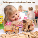 Jovi-mindly＆Notchies Wooden Blocks Train Set 101 PCS Create 40+ Shapes,Toys Educational Wooden Building Blocks Puzzles for Kids Ages 5-8 Boys and Girls,Truck/Excavator,FSC Certified,Graduate Gifts by TinyTreasures Baby Boutique