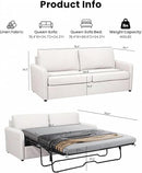 Queen Pull Out Sofa Bed, 2-in-1 Convertible Sleeper Sofa Couch with Memory Foam Mattress, 3-Seater Sofa Bed Queen with Arms for Living Room & Small Spaces, Beige by CozyNest Decor