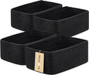 Small Storage Baskets for Organizing | Closet Organizer Bins | Shelf Toy Basket | Woven Rope Baskets | Cube Decorative Box | Shallow Basket | 11.5x7.5x4.7” | 4 Packs Black by GreenHaven Gardens