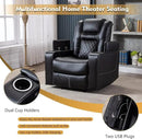 CANMOV Electric Power Recliner Chair with USB Ports and Cup Holders, Breathable Leather Home Theater Seating with Hidden Arm Storage (Black) by CozyNest Decor