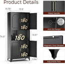 75" Tall Kitchen Pantry Storage Cabinet, Metal Storage Cabinets with 4 Doors and Adjustable Shelves, Black Kitchen Hutch Cabinet with Microwave Stand, Large Cupboard for Dining Living Room by CozyNest Decor