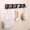 Folding Coat Hooks, Wall Mounted Coat Rack with 5 Retractable Hooks, Heavy Duty Towel Rack for Bathroom Wall Hook for Hanging Clothes Bathrobe, Stainless Steel Coat Hanger for Entryway(Black) by CozyNest Decor