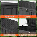 180 Gallon Lockable Resin Deck Box, Waterproof & UV-Resistant Outdoor Storage Box for Outdoor Cushion Storage, Garden Tools & Pool Accessories Storage, Black by CozyNest Decor