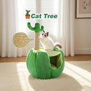 Cat Houses for Indoor Cats, Small Cat Tree with Sisal Ropes and Plush Perch, Cute Cat Bed Cave with Soft Pillow, Cactus Design by CozyNest Decor