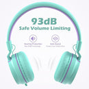 Kids Headphones, AILIHEN I35 On-Ear Headphones for School, 93dB HD Mic Stereo Headphone for Kid Girls Children, Foldable Wired 3.5mm for Chromebook, Laptop, Computer, Tablet (Green Purple) by TinyTreasures Baby Boutique