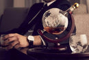 Whiskey Decanter Globe Set with 2 Etched Whiskey Glasses - for Liquor Scotch Bourbon Vodka, Gifts For Men - 850ml by CozyNest Decor