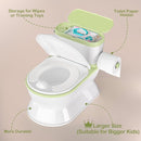 2-in-1 Toddler Potty Training Toilet - Larger Potty Chair & Detachable Training Seat for Boys & Girls Ages 1-3 with Flushing Sound, Wipes Storage, Toilet Paper Holder - Green by TinyTreasures Baby Boutique
