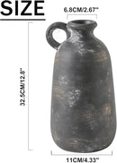 Ceramic Rustic Farmhouse Vase, 12.8" Large Rustic Black Pottery Vases Home Decor Decorative Boho Pampas Vase for Home Decor Table Living Room Decoration Shelf Mantel Enryway Kitchen by CozyNest Decor