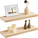 Fun Memories Farmhouse Floating Shelves - 8 Inch Deep Rustic Wood Wall Shelf - Premium Solid Pine Wood Storage Shelf for Kitchen Living Room Bedroom - 24" W x 8" D - Set of 2 - No Stain - Unfinished by CozyNest Decor