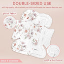 Infant Car Seat Insert and Strap Covers, Very Soft Car Seat Head Support Baby Girl Boy, Reversible Newborn Carseat Insert Cushion Fits for Stroller, Baby Swing, Bouncer (White Flower) by TinyTreasures Baby Boutique