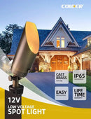 COLOER Die-cast Brass Landscape Spot Lights Outdoor, 12V AC/DC Low Voltage Landscape Spotlights, IP65 Waterproof Outdoor Lighting Fixture(103B, Bronze,1-Pack Without Bulb)