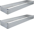 2PCS 12x4x1FT Galvanized Raised Garden Bed Kit,Vegetable Boxes-Rectangle Metal Flower Box,Large Planter Raised Beds Outdoor Garden for Planting,Fruit,Herb-Sliver by GreenHaven Gardens
