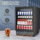 Tylza Beverage Refrigerator 24 Inch, Under Counter/Freestanding Drink Fridge, 190 Cans Beverage Cooler with Glass Door, Reversible Door, Low Noise, Quick Cooling - for Beer, Soda, ETC, Black by CozyNest Decor