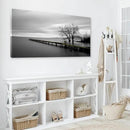 DZL Art S74998 Gray Canvas Prints Modern Minimalist Black and White Lake Trees Landscape Wall Art Painting for Living Room Bedroom Decor Office Wall Decor Home Decoration by CozyNest Decor