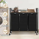 Laundry Hamper, Laundry Basket, Laundry Sorter with 3 Removable Bags, Clothes Basket with 3 Compartments, Wheels, Shelf for Laundry Room Bathroom Bedroom (3 Bags-Black) by CozyNest Decor