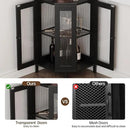Corner Bar Cabinet with Power Outlet, 5-Tier Corner Wine Cabinet with Led Strip and Glass Holder, Industrial Tall Liquor Cabinet Bar Wine Rack for Home，Black by CozyNest Decor