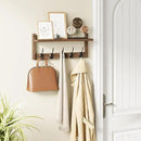 AMBIRD Wall Hooks with Shelf - Wooden Entryway Organizer with 5 Dual Hooks, Retro Wall-Mounted Coat Hook Rack for Bathroom, Living Room, Bedroom (17.12 Inch) by CozyNest Decor
