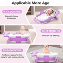 Collapsible Baby Bathtub for Newborn, Foldable Baby Bath Tub with Thermometer & Soft Floating Cushion & Drain Hole, Portable Travel Infant Bath Tubs for Newborns to Toddlers 0-36 Months Girls by TinyTreasures Baby Boutique