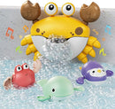 TUMAMA Baby Bath Toy,Bath Bubble Maker Machine with Music,3 Wind-Up Bathtub Toys,Crab Shower Water Toy for Toddlers Kids Boys Grils,4 Pieces by TinyTreasures Baby Boutique