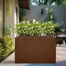 Galvanized Steel Planter Box-No Installation Required Metal Rectangular Block Long Box Planter Modern Outdoor Planters All-Weather Use with Drainage Holes for Patio/Porch, 36×24×12IN（Brown） by CozyNest Decor