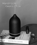 Essential Oil Diffuser,Handcrafted Ceramic Diffuser for Home,Ultrasonic Cool Mist Air Diffuser, 9 Colors Night Light with Timer (Black) by TinyTreasures Baby Boutique