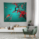 Houselerax Japanese Koi Fish Tapestry, Cherry Blossoms Asian Oriental Green Teal Floral Branch Koi Fish Carp Tapestries Wall Hanging for Bedroom Living Room Office Decor 60"x50" by CozyNest Decor