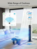 GoveeLife 42'' Tower Fan for Bedroom, Smart Floor Fans with 150° Adjustable Oscillating, APP & Voice Control, 5 Modes 12 Speeds up to 26ft/s, 24H Timer, 27dB Quiet Fan for Cooling Home Office Silver by CozyNest Decor