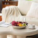 MyGift 14 Inch Deluxe Decorative Dish Tray Centerpiece Base, Silver Tone Plated Hammered Aluminum Fruit Bowl Serving Platter with Cutout Handles - Handcrafted in India by CozyNest Decor