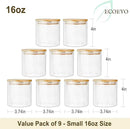 Glass Jars with Bamboo Lids (16oz in 9 Pack), Food Jars and Canisters Sets with lids, Food Storage Jars with Airtight Lids, Glass Pantry Jars by CozyNest Decor