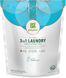 Grab Green 3-in-1 Laundry Detergent Pods, 60 Count, Fragrance Free, Plant and Mineral Based, Superior Cleaning Power, Stain Remover, Brightens Clothes by TinyTreasures Baby Boutique