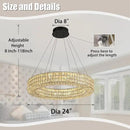 Dia 24" Modern Crystal Chandelier Black Ring Chandelier Adjustable Height Luxury Crystal Pendant Ceiling Light Fixture for Dining Living Room Bedroom by CozyNest Decor