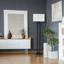 GLOBE Electric 67046 58" Floor Lamp, Matte Black Finish, White Linen Rectangular Shade, Modern Geometric Cutout Design, E26 Base by CozyNest Decor