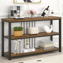 FOLUBAN Industrial Console Table, 3 Tier Entryway Table, Sofa Foyer Table for Living Room Hallway Behind Couch, Rustic Brown by CozyNest Decor