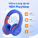 EarFun K2 Kids Bluetooth Headphones, Kids Headphones with Volume Limited, 40H Playtime, Built-in Mic, Stereo Sound, Foldable Over-Ear Headphone for School/Travel/iPad/Tablet, Blue by TinyTreasures Baby Boutique