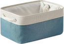 TheWarmHome Fabric Storage Bin with Handles,Storage Basket for Home Storage and Organization, Shelf Basket with Cover for Living Room Bedroom Closet（White & Green Medium 13.8L×9.8W×6.7H by TinyTreasures Baby Boutique