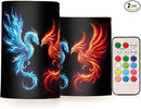 Flickering Flameless Candles, Dragon Phoenix LED Candles with Remote Timer, Set of 2 Battery Operated Candle for Valentine Wedding Birthday