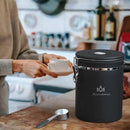 35OZ Coffee Canister for ground coffee with Date Tracker,One Way Co2 Valve 304 Stainless Steel Kitchen Food Airtight storage container for Coffee Beans or Grounds, Sugar Black by CozyNest Decor
