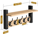 Sorbus Coat Hooks Wall Mount with Shelf – 16 Inch Coat Rack Wall Mount with 5 Heavy Duty Hooks – Floating Wall Shelf with Hooks for Entryway, Bathroom, Bedroom, Kitchen, or Mudroom (Maple Wood) by CozyNest Decor