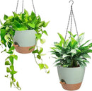 Hanging Planters for Indoor Outdoor Plants, 2 Pack Self Watering Hanging Pot with Drainage Holes & Removable Tray (Green, 6'') by GreenHaven Gardens