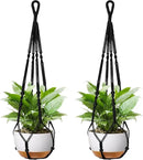 35 Inch Macrame Plant Hanger - Fits 4-13 Inch Pots, Supports Up to 22lbs, Sturdy Hanging Planter Holder for Indoor Outdoor, Boho Home Decor, 2 Pack, Black (POTS NOT Included) by GreenHaven Gardens