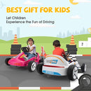 TOBBI 12V Electric Go Kart for Kids Battery Powered Ride on Car Outdoor Race Toy with Remote Control, Safety Belt, Music, LED Lights and Flags for Toddlers 3-8 Years, White by TinyTreasures Baby Boutique