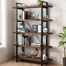 5-Tier Industrial Style Solid Wood Bookcase and Book Shelves,Rustic Wood and Metal Shelving Unit， Living Room,Modern Rustic Open Industrial Book Shelf Office,Distressed Brown (AY-02-5Tier) by CozyNest Decor