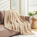 NEWCOSPLAY Super Soft Twin Blanket Brown Premium Silky Flannel Fleece 3D Ribbed Jacquard Lightweight Bed Blanket All Season Use (Brown Ribbed, Twin(60"x80")) by CozyNest Decor