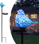 Afirst Decorative Solar Lights Outdoor Solar Bluebird Stake Lights Hand Blown Glass Decorative Garden Pathway Lights Outdoor Waterproof Glass Stakes by GreenHaven Gardens
