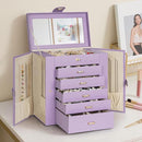 AKOZLIN Extra Large 6-Tier Jewelry Box Organizer Functional Huge, 5 Drawers Leather Jewelry Storage Case for Women Girls Ring Necklace Earring Bracelet Holder Organizer with Mirror Violet by TinyTreasures Baby Boutique