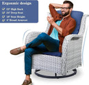 4 Pieces Patio Furniture Sets, Wicker Patio Swivel Glider Chair with Ottomans, Outdoor Furniture Set for Outside Porch Deck Balcony, Light Grey by GreenHaven Gardens