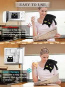 Microwave Heating Pad for Pain Relief, 17" x 9" Microwavable Heating Pads for Cramps, Back Pain, Neck Shoulder, Muscles, Knee, Joints, Natural Heat Pack Moist Heat, Black Cat by CozyNest Decor